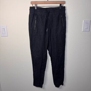 Athleta Cabo Linen Jogger Women's Size 6 Black Resort Casual Lightweight